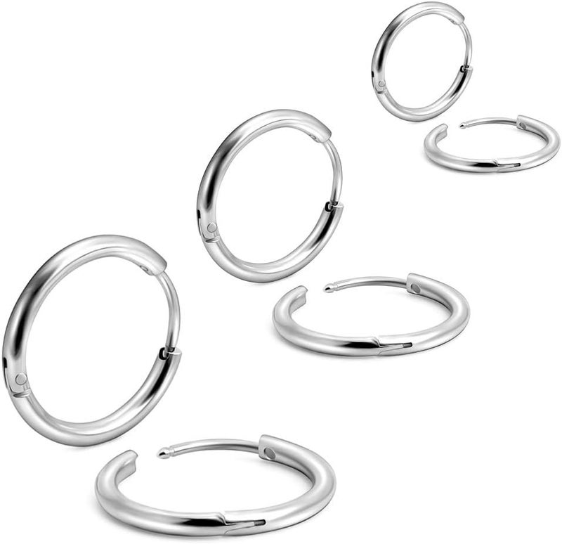 EACHLP Unisex 18K Real Gold Plating Surgical Steel Sleeper Tiny Hoop Earrings,Nose Ring Septum Ring Helix Ring Daith Ring Lip Ring Nipple Ring Snug Ring Rook Ring Body Piercing Jewelry - Image 1